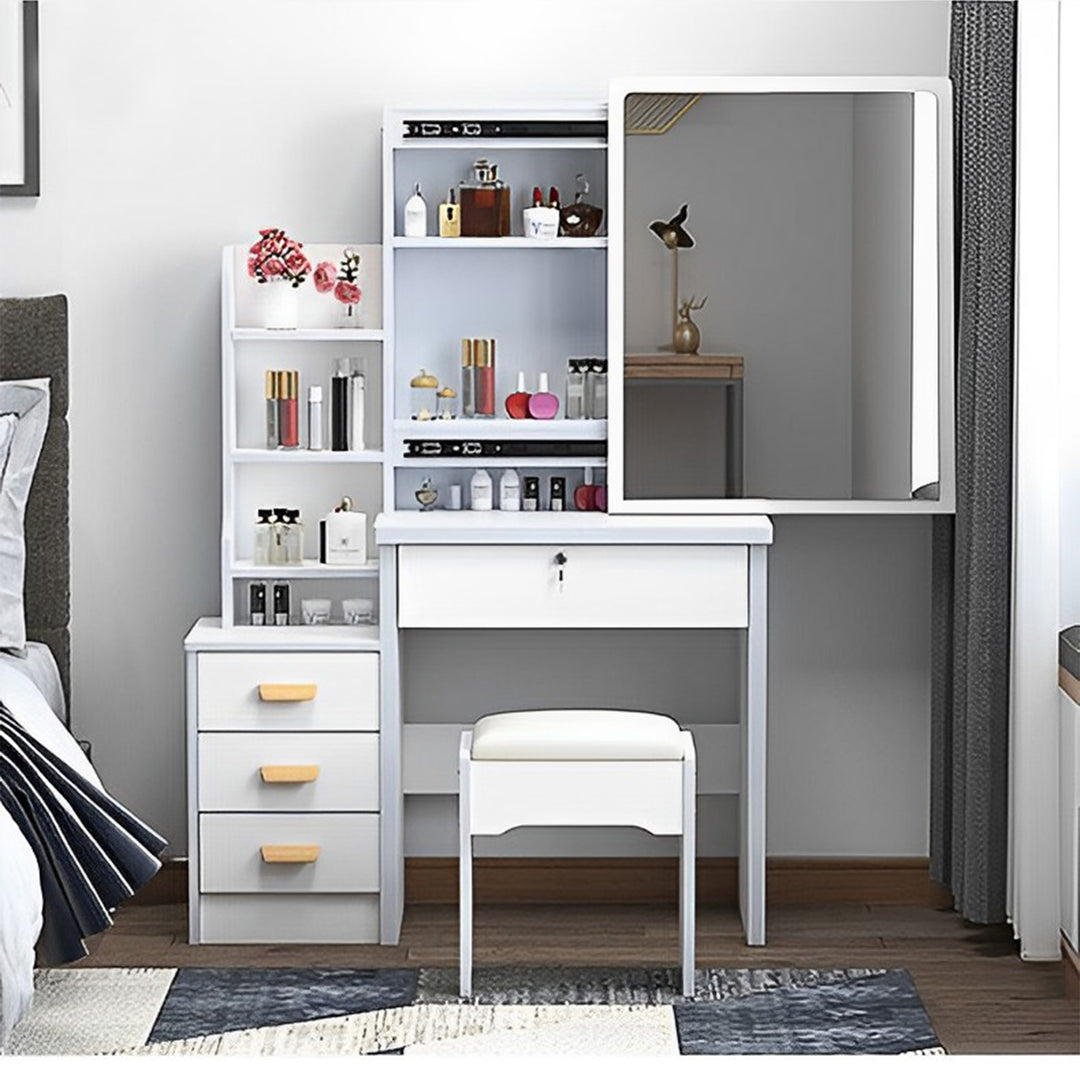 Fashion White Makeup Vanity Desk with Mirror and Lights