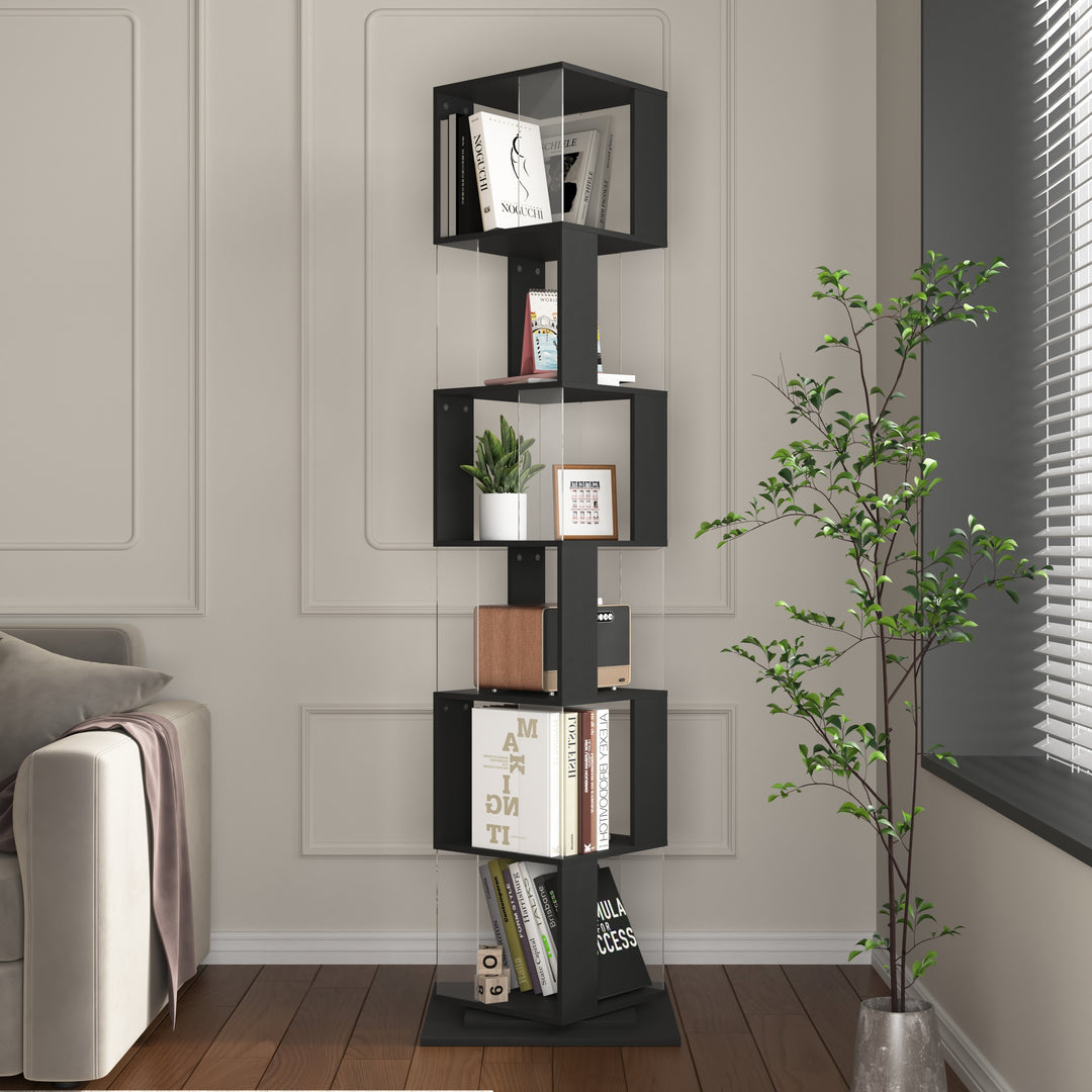 Multi-Function 6 Tier Rotating Bookshelf Simple Bookcase With Anti-Toppling Base