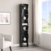 8-Layer Adjustable Shelf Ultra-Thin Black Bookshelf With A Wavy Border Design