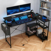 Reversible L Shaped Computer Gaming Desk with Charging Station RGB LED Light