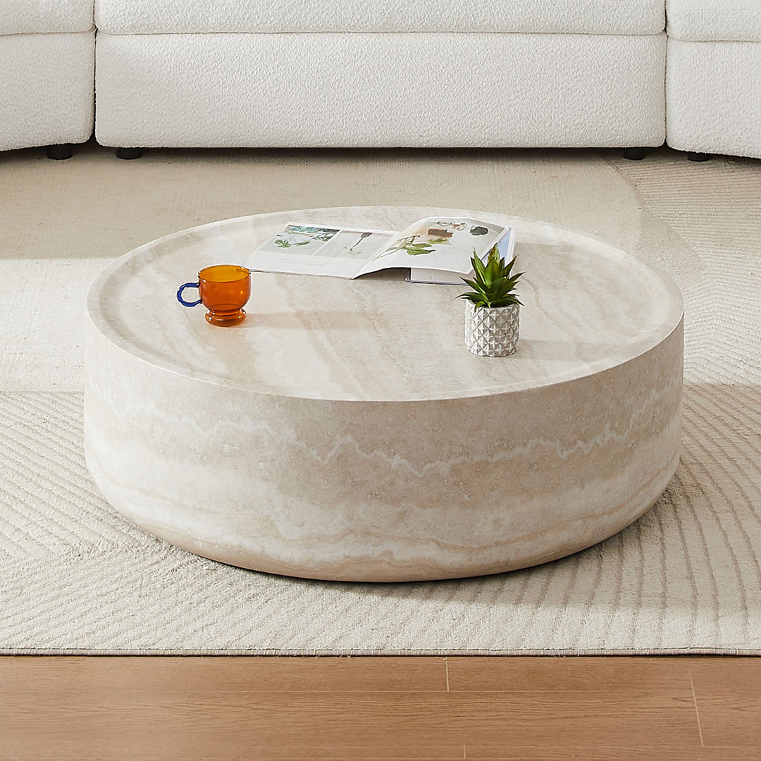 Modern 31.49'' Faux MARS Pattern Coffee Tables Round Tea table