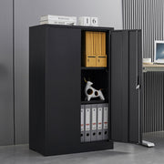 Black Metal Storage Filing Cabinet with Locking Doors and Adjustable Shelf