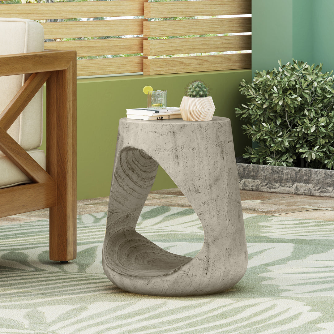 MGO Hollow Round Grey Side Table
