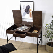 Industrial Oak and Black Writing Desk with USB Port