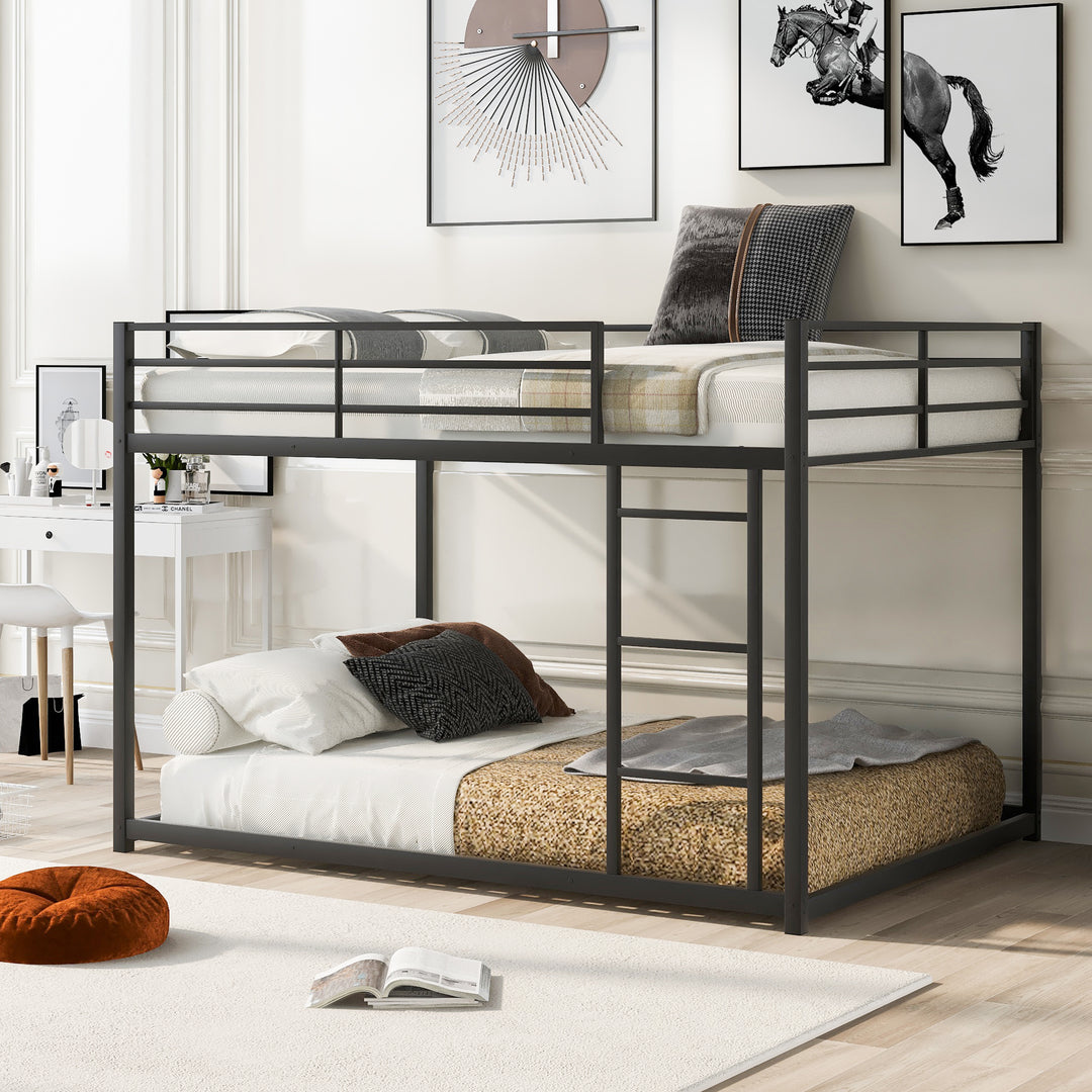 Black Full over Full Metal Bunk Bed with Ladder