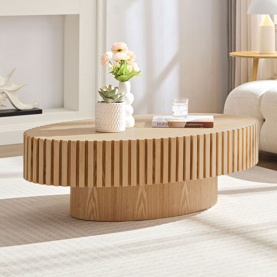 Modern 43.7'' Natural Ellipse Handcraft Drum Coffee Table
