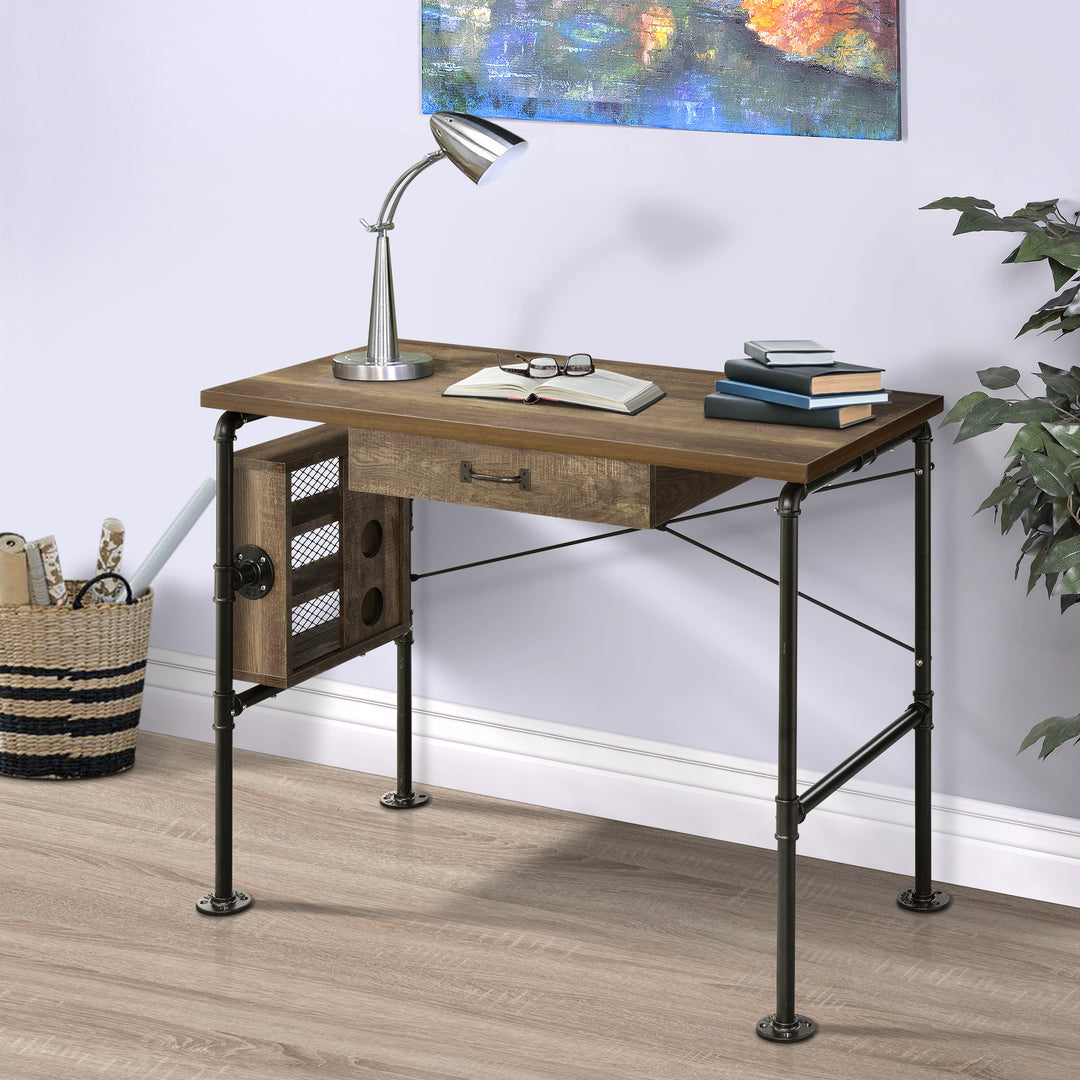 Weathered Oak and Black 1-drawer Rectangular Writing Desk