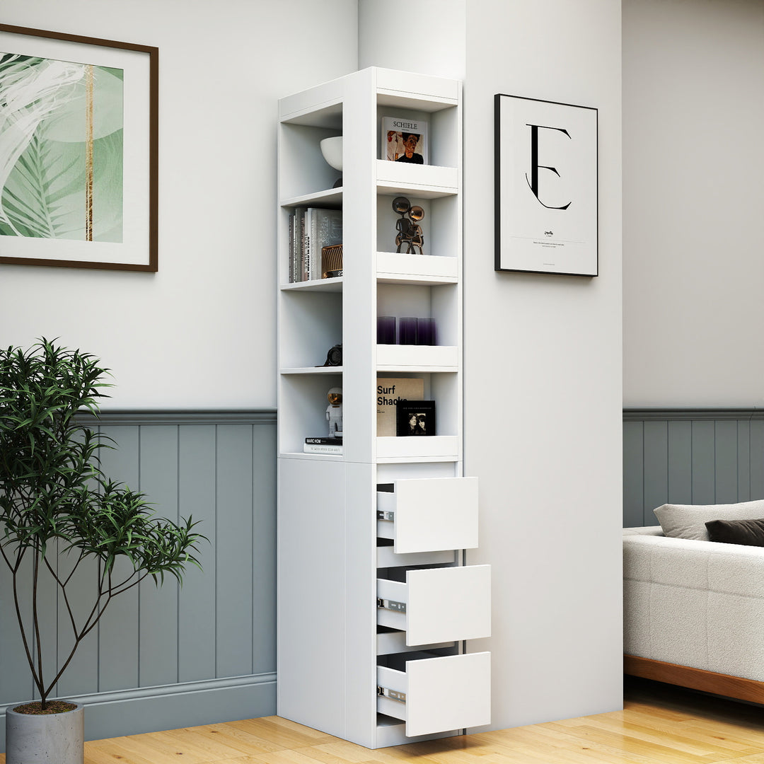 70.87'' H Display Tall Bookshelf Bookcase Storage  Cabinet With 4-Tier Shelf & 3 Side Drawers