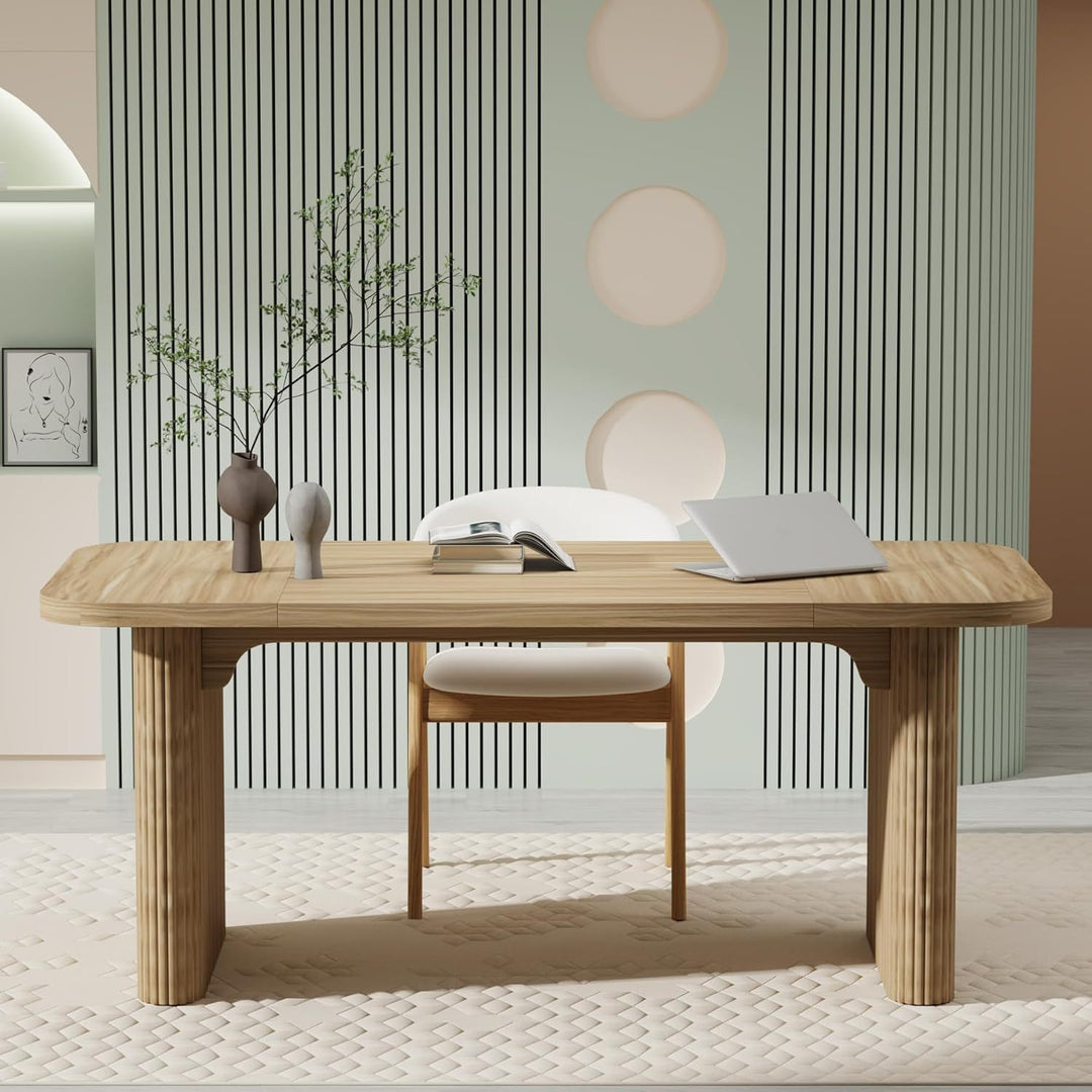 62'' Modern Natural Finish Executive Desk Large Computer Writing & Study Table