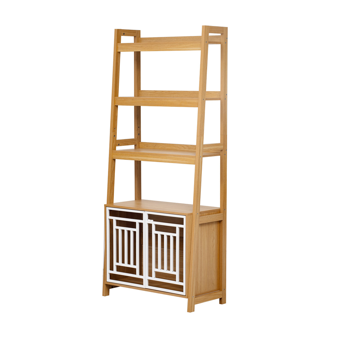Modern Furniture Style 2 IN 1 Pet Friendly Dog Crate Ladder Bookcase